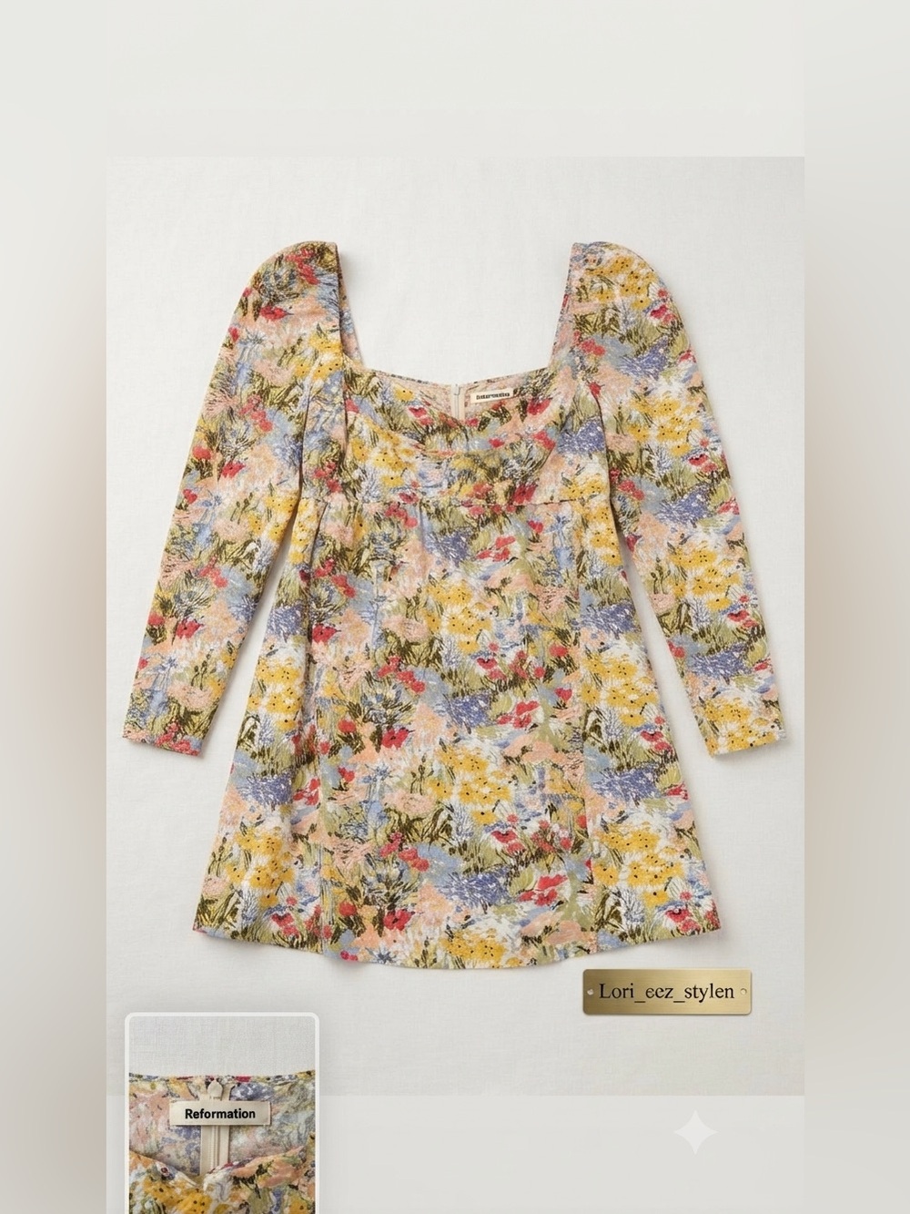 Reformation Floral Mini Dress in Yellow, Red, Pink, Blue